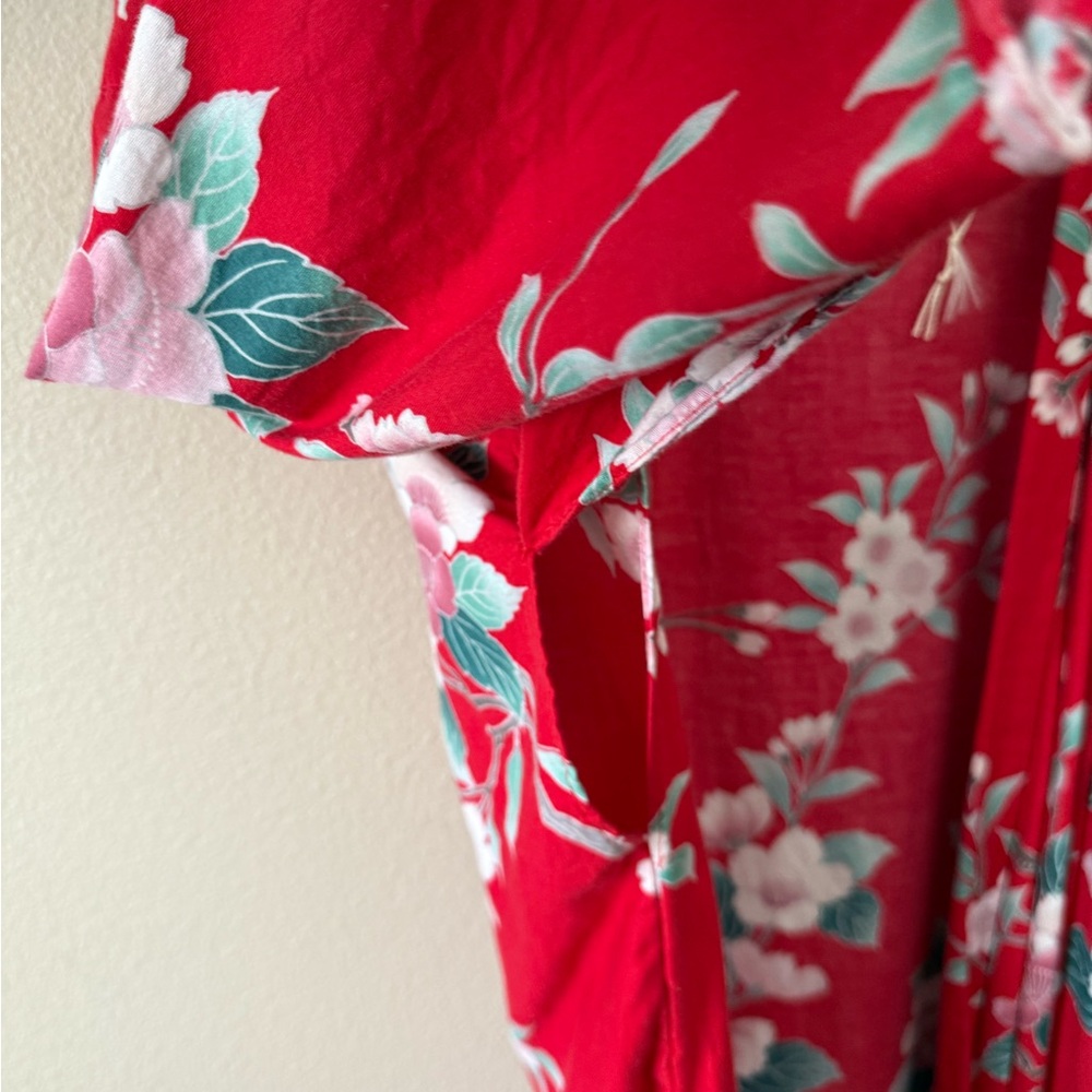 Floral Red Kimono Robe - Picture 3 of 4
